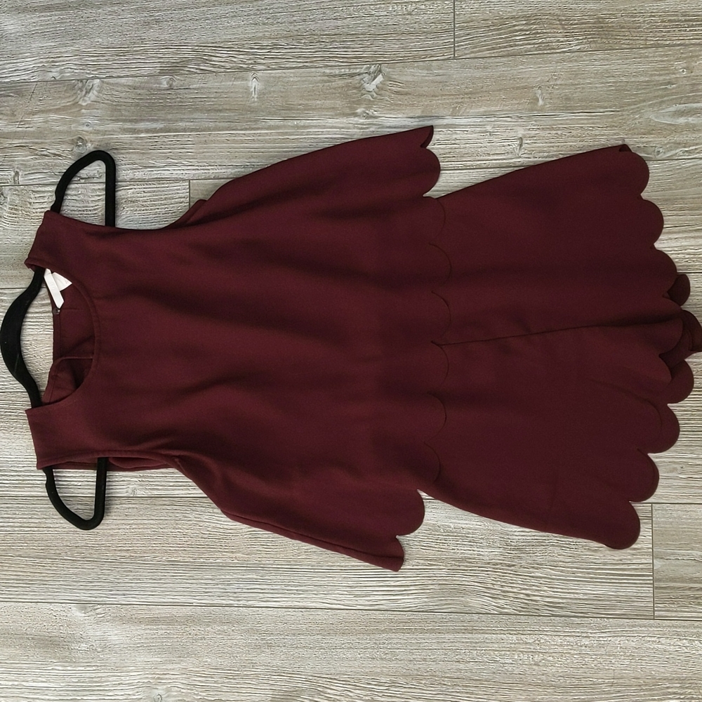 H&M Burgundy Open Back Scalloped Romper Size 2